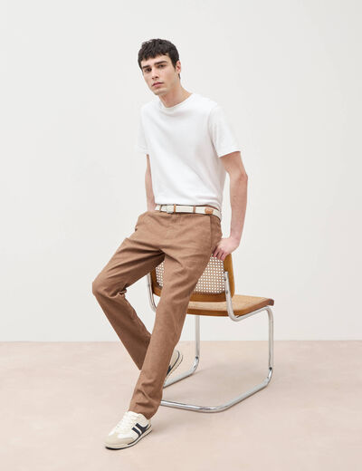 Chino coupe droite longueur 32 marron homme