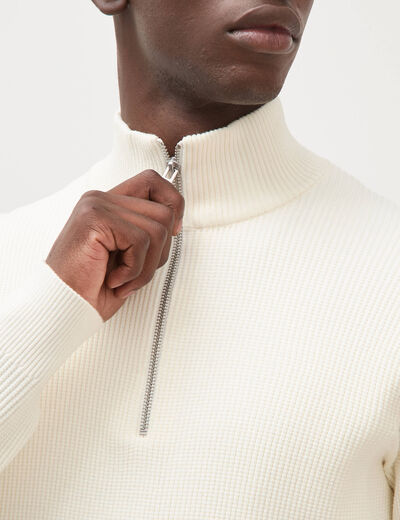 Pull col camionneur ecru homme
