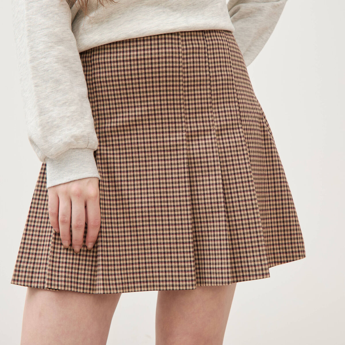 Mini-jupe doubl&eacute;e ficelle femme