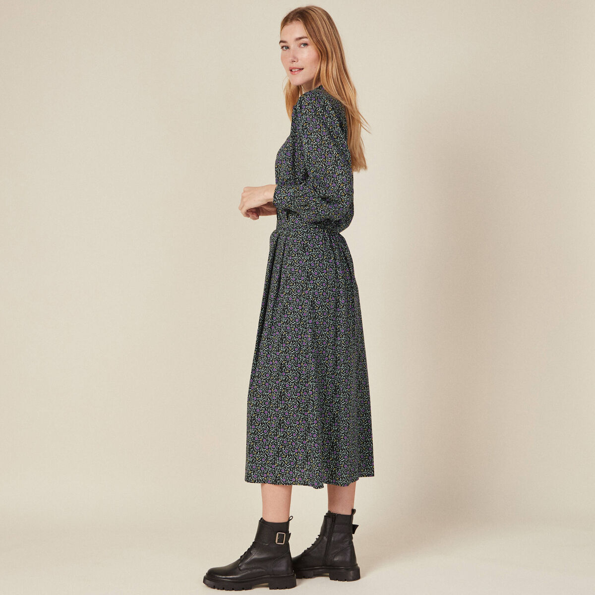 Jupe longue évasée noir femme
