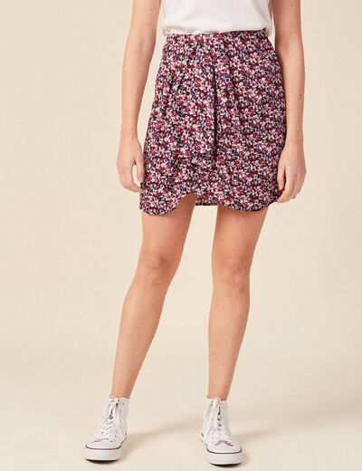 Jupe droite fluide noir femme