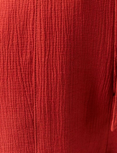 Short large taille haute rouge foncé femme