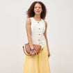 Gilet sans manches col rond doubl&eacute; ivoire femme