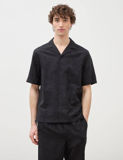 Chemise boyfriend manches courtes noir homme