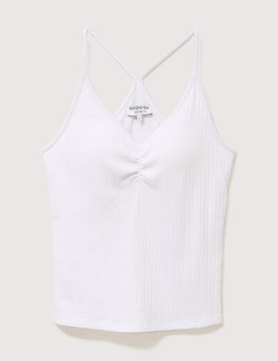 D&eacute;bardeur d&eacute;collet&eacute; &agrave; bretelles blanc femme