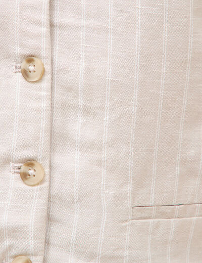 Gilet ajust&eacute; col v sans manches beige femme