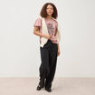 T-shirt droit col rond manches courtes vieux rose femme