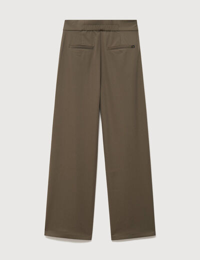 Pantalon large taille haute fluide camel femme