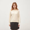 Pull droit col rond manches longues creme femme