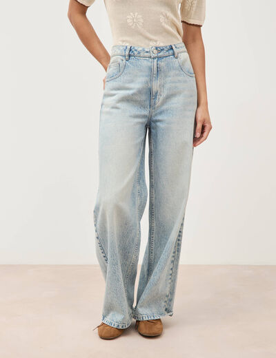 Jeans loose taille standard bleu femme