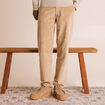 Pantalon droit en velours longueur 32 beige homme