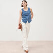 Gilet en jeans sans manches col rond denim used femme