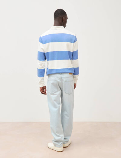 Jeans large longueur 32 en coton denim snow bleach homme