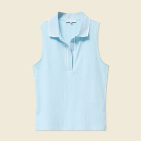 Polo sans manches bleu pastel femme
