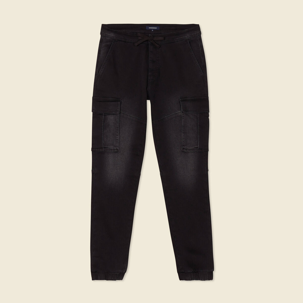 Jeans battle à coulisse denim noir homme