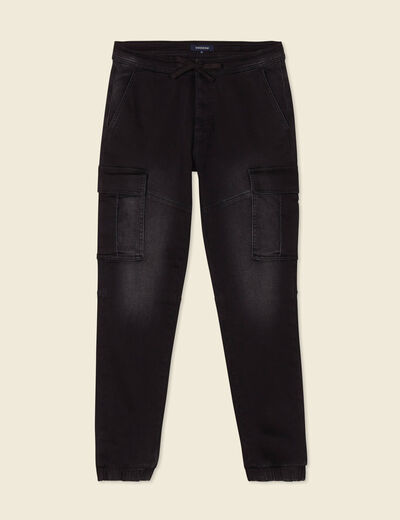 Jeans battle à coulisse denim noir homme