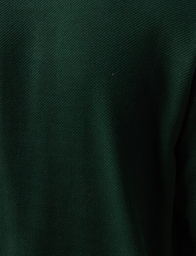 Polo manches longues en coton vert fonc&eacute; homme