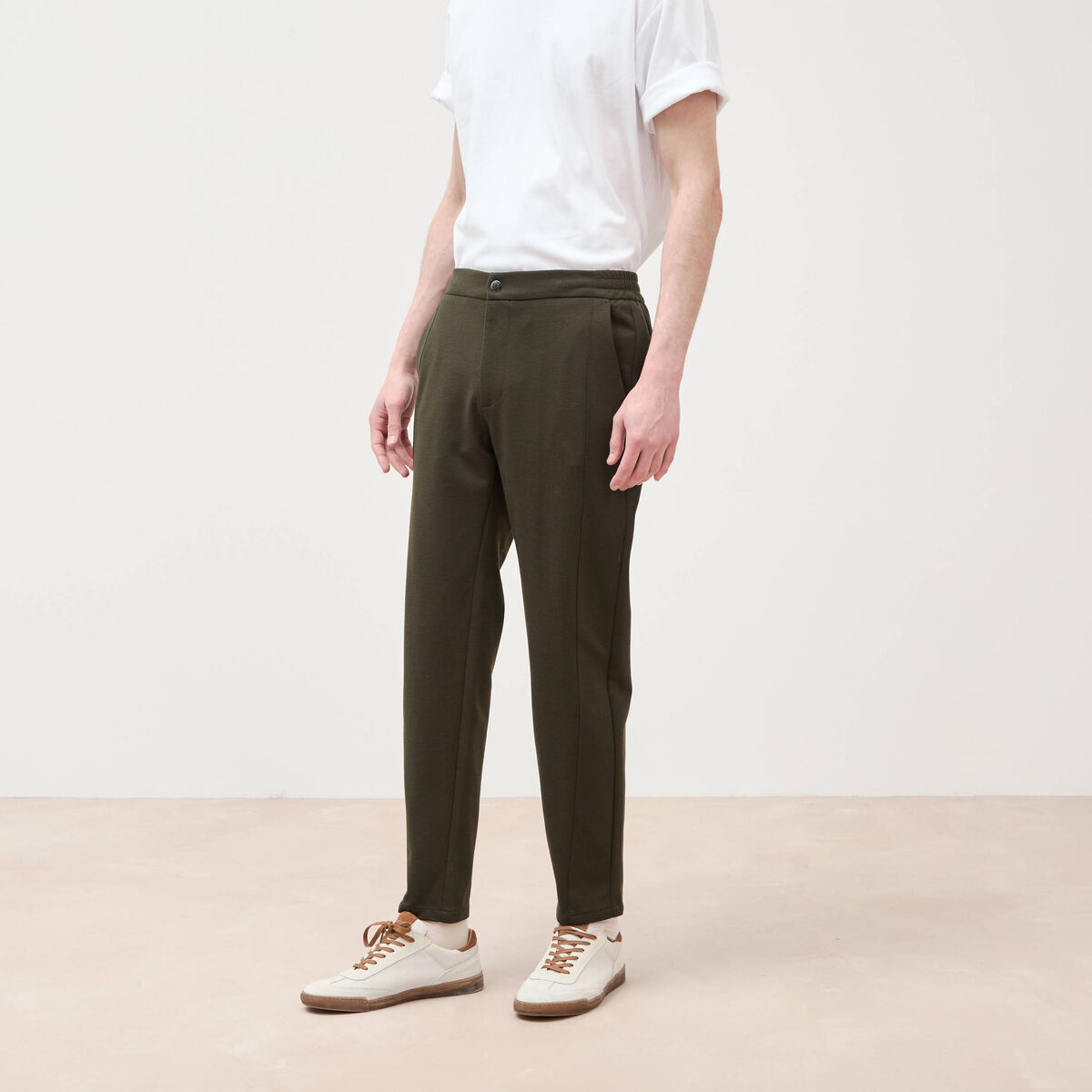Pantalon droit longueur 32 vert kaki homme