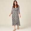 Robe longue évasée manches 3/4 noir femme