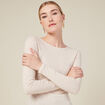 T-shirt cintr&eacute; manches longues col rond beige femme