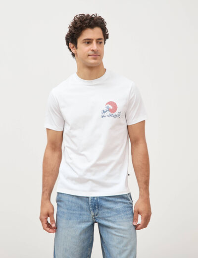 T-shirt droit en coton manches courtes blanc homme