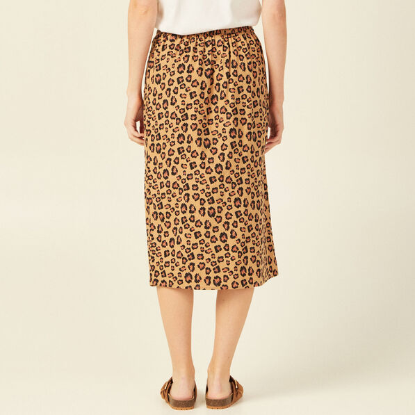 Jupe midi portefeuille fendue sable femme