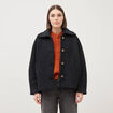 Manteau oversize court col tailleur noir femme