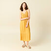 Robe longue évasée fluide jaune femme