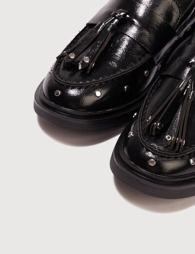 Mocassins avec d&eacute;tails clout&eacute;s noir femme