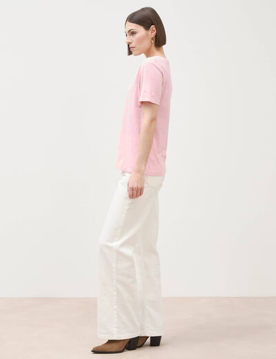 T-shirt manches courtes rose clair femme