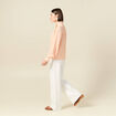 Chemise manches longues col montant rose champagne femme