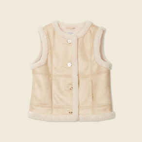 veste suedine sans manches creme femme Veste suédine sans manches creme femme