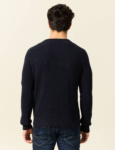Pull manches longues fabriqué en France bleu marine homme