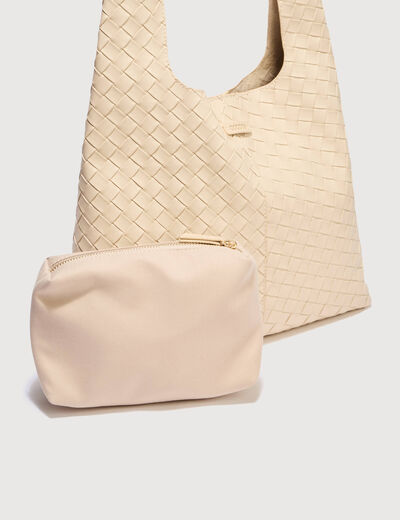 Sac bandouli&egrave;re tress&eacute; ivoire femme