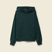 Sweat &agrave; capuche manches longues vert fonc&eacute; femme