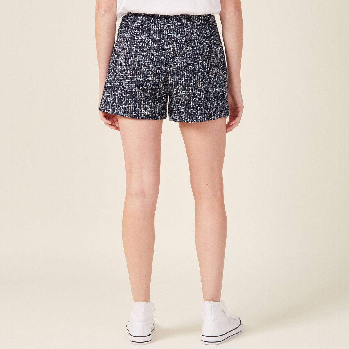 Short droit 2 poches bleu marine femme