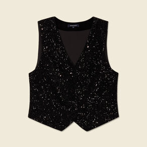 debardeur sans manches sequins noir femme Débardeur sans manches sequins noir femme