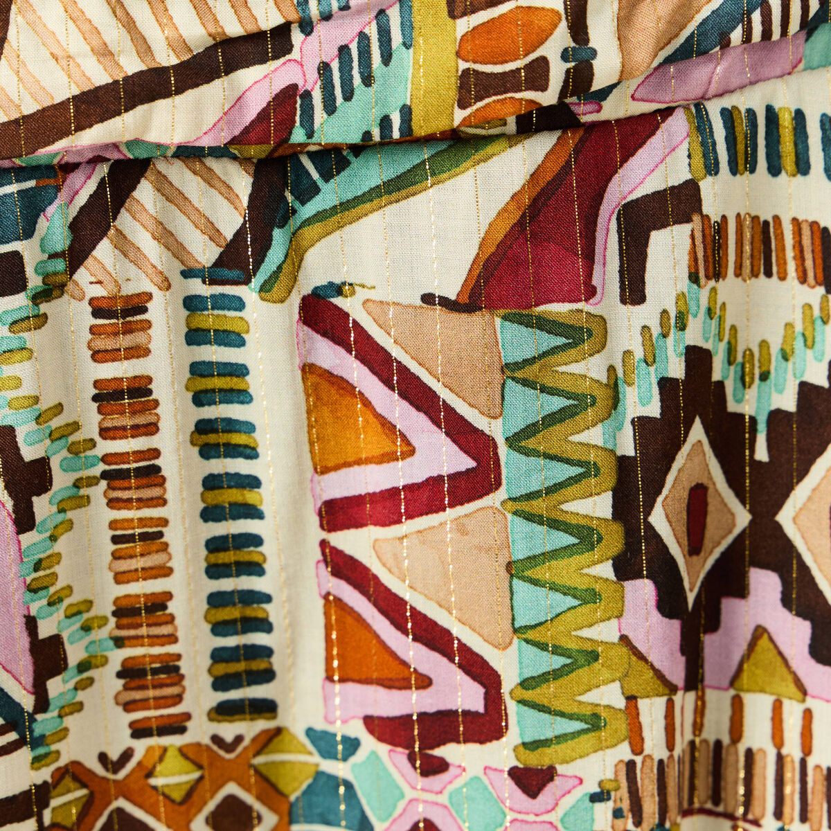 Jupe évasée taille smockée multicolore femme