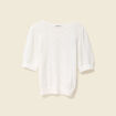 Pull manches courtes ajouré ecru femme