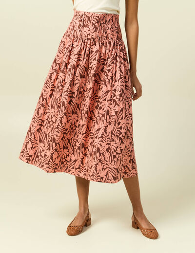 Jupe longue &eacute;vas&eacute;e en coton marron fonc&eacute; femme