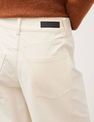 Pantalon coupe regular ecru femme