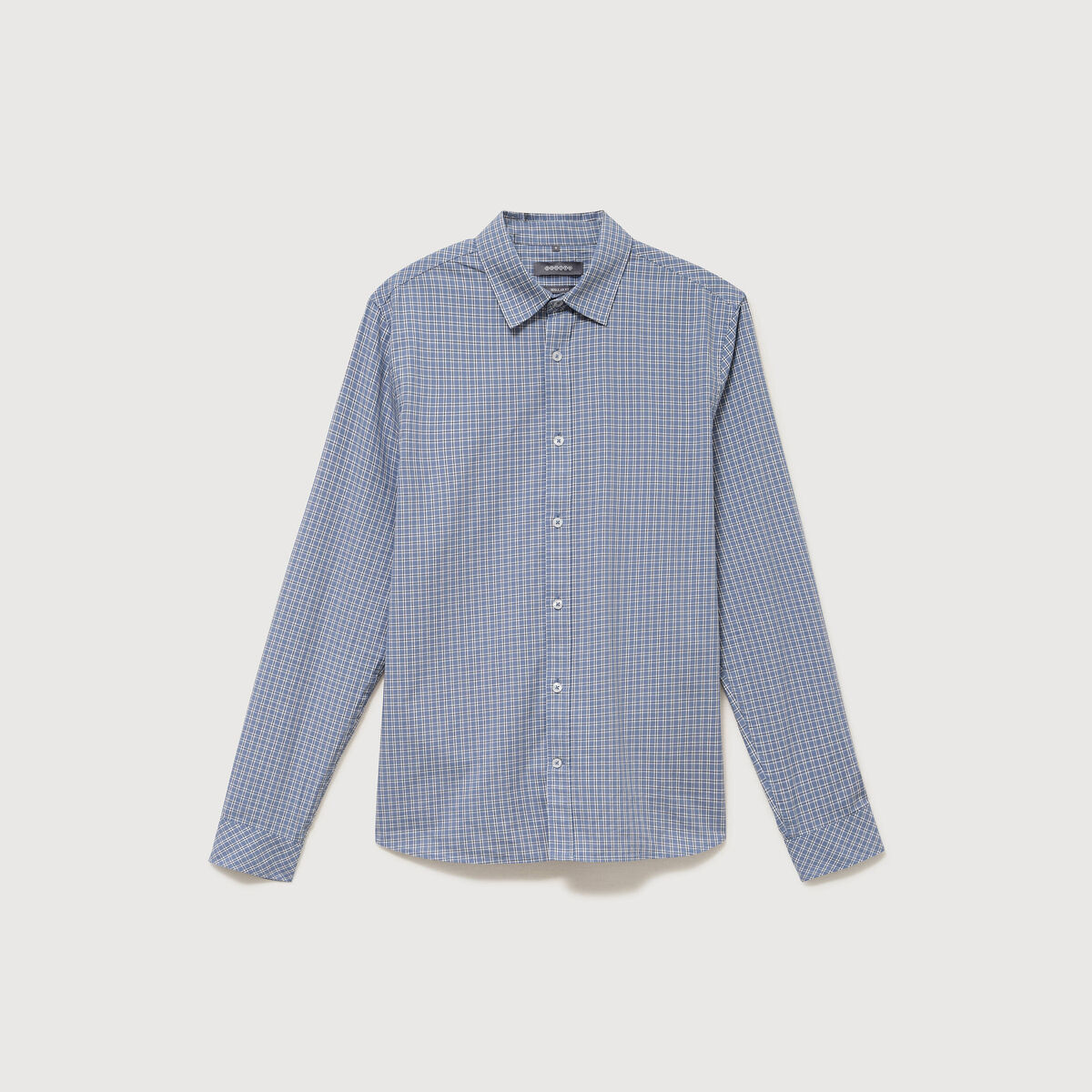 Chemise col am&eacute;ricain manches longues bleu gris homme