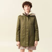 Parka droite à capuche vert kaki femme
