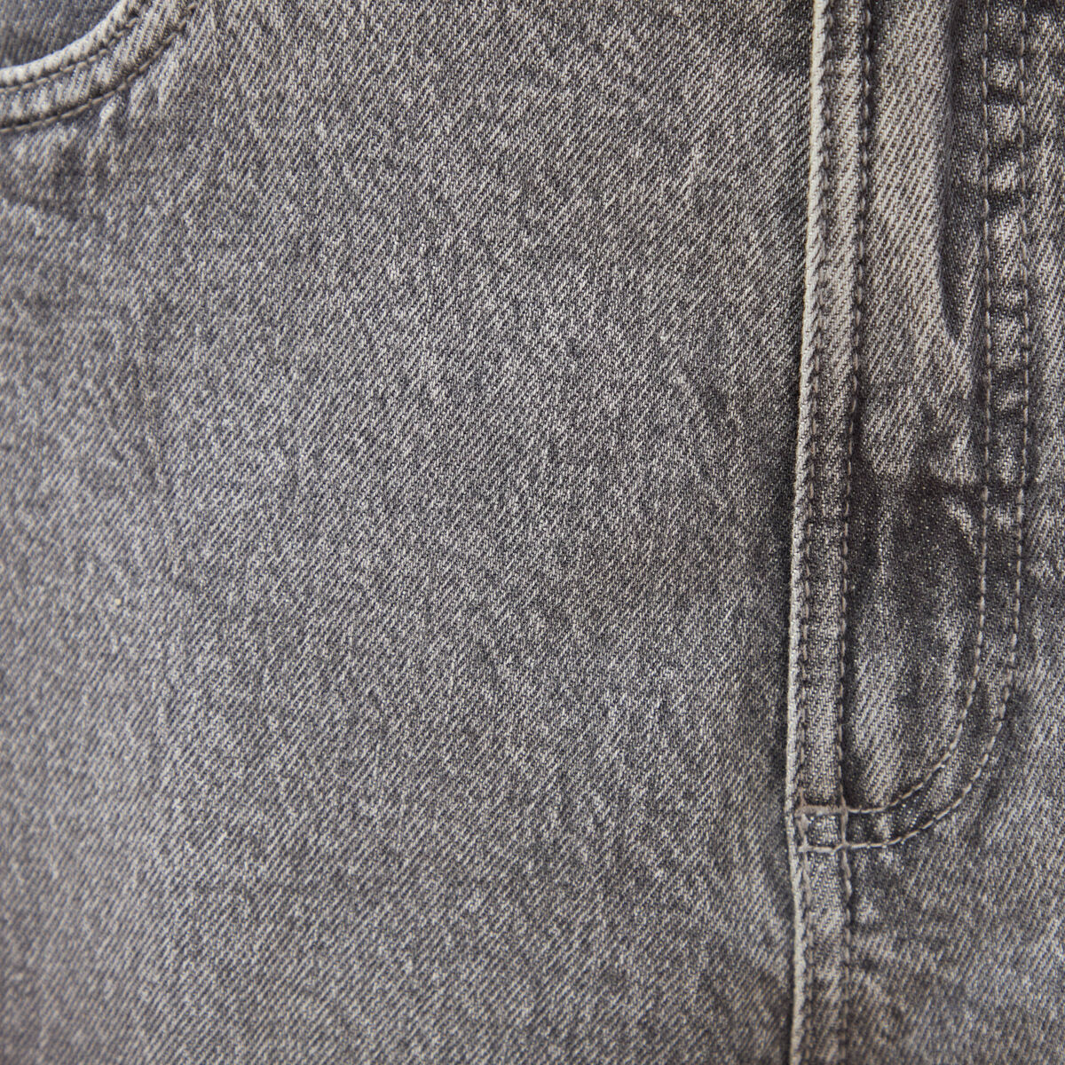 Bermuda jeans large taille haute denim snow gris femme