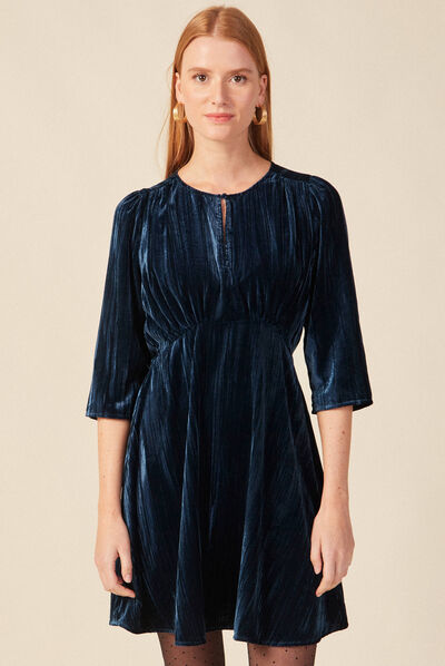 Robe patineuse éco-responsable bleu canard femme