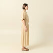 Blouse droite courte manches coude beige moyen femme