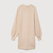 Robe droite courte manches longues creme femme
