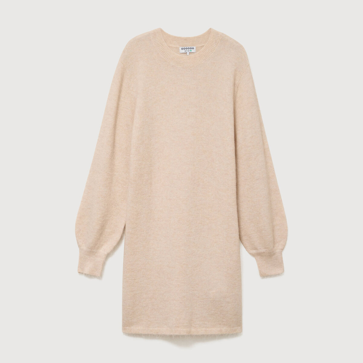 Robe droite courte manches longues creme femme
