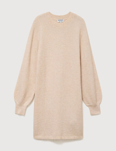 Robe droite courte manches longues creme femme