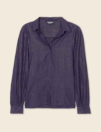 Chemise manches longues fluide bleu marine femme
